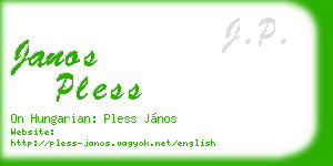 janos pless business card